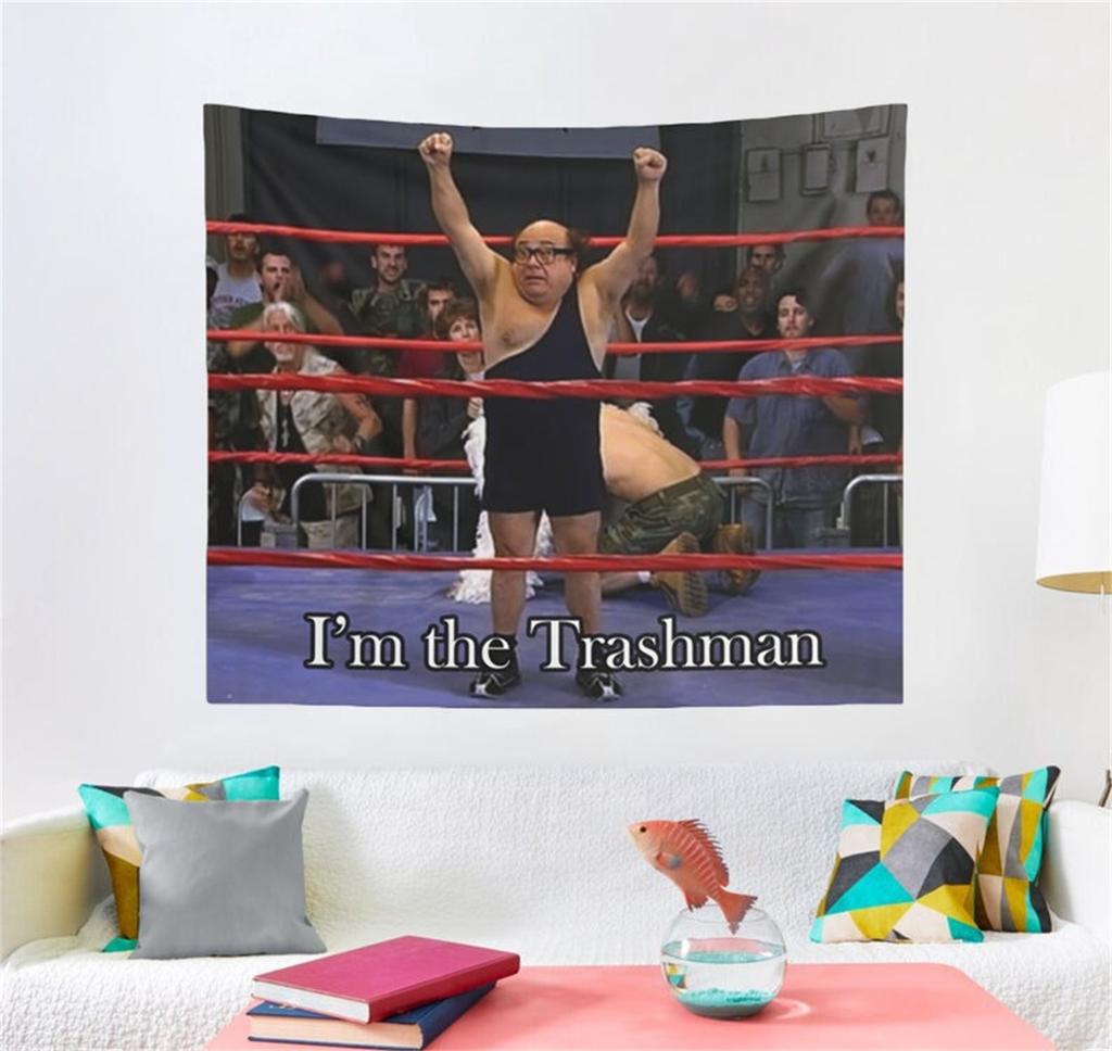 Danny Devito Trashman Tapestry Hostel Dorm Room Decor Funny Meme Home Decoration Wall Hanging Bedroom Background Cloth Banner
