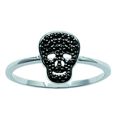 Silver Ring 'Skull' Black Silver (rhodium) - 8x10 Mm