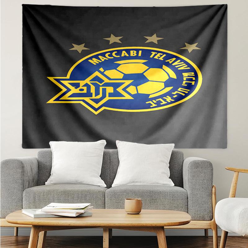 Maccabi Football Club Printed Printed Tapestry, for Bedroom,Livingroom, dormitory, Large Wall Decor, Fabric Decor Fan Birthday Gifts