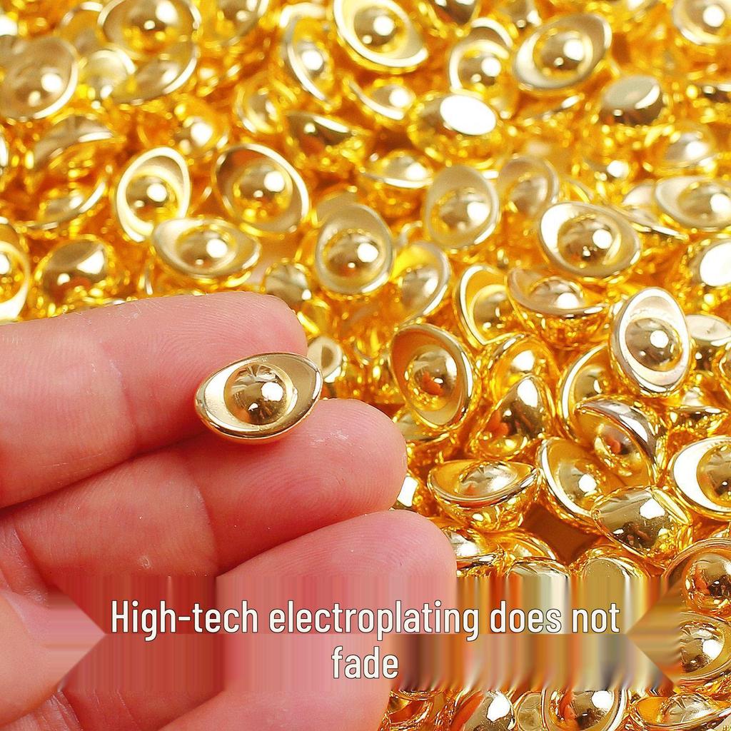 Wealth-Attracting Chinese-Style Gold-Plated Silver Ingots - Living Room/Office Ornament, Color-Preserving, No Fade.