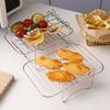 Heißluftfritteusen-Racks Backen Stapelbar Grillspieß-Rack Edelstahlhalter BBQ-Rack Doppelstöckig Haushalts-Backformen Langlebig