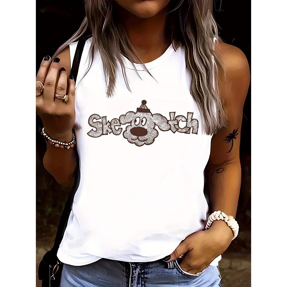 Tanktop für Damen im hawaiianischen Stil mit Buchstabenprint Sommer Alltäglich Lässig Damen Ärmelloses T-Shirt Urban Street Fashion Tanktop