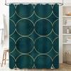 Modern Green Gold Circle Shower Curtain For Bathroom Decor Waterproof Fabric, Easy Installation Kit Included