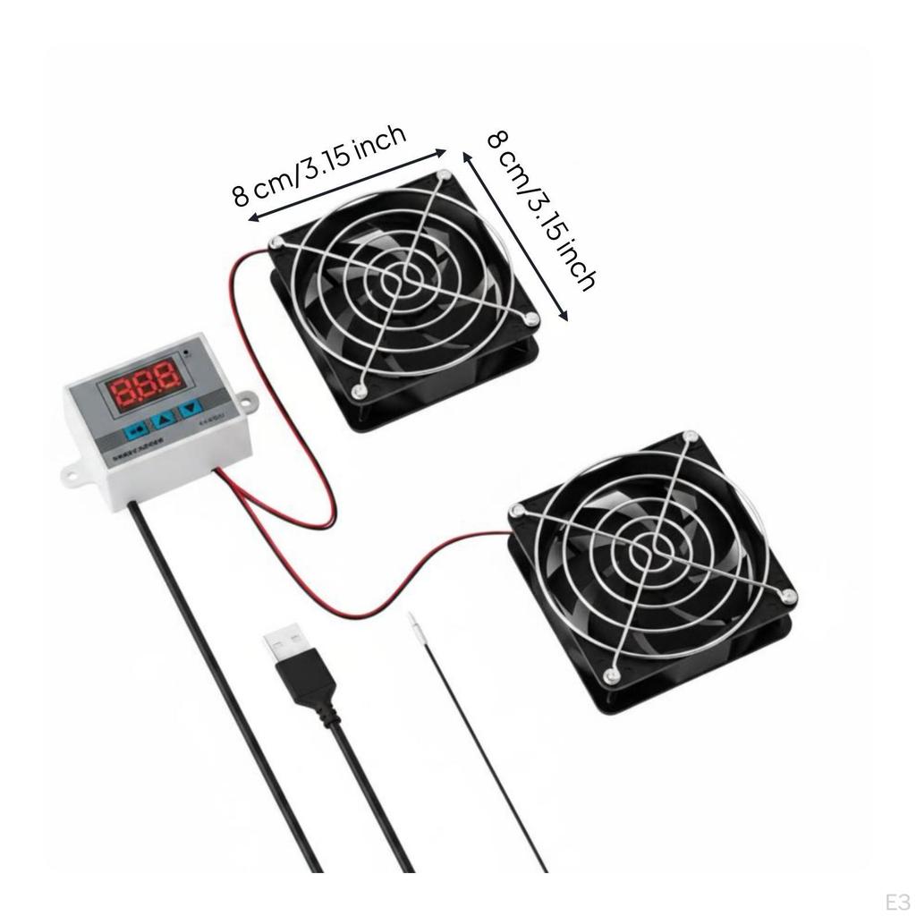 Cabinet Fan Thermostat Set Low Noise Temperature Control High Ventilation Electrical Box