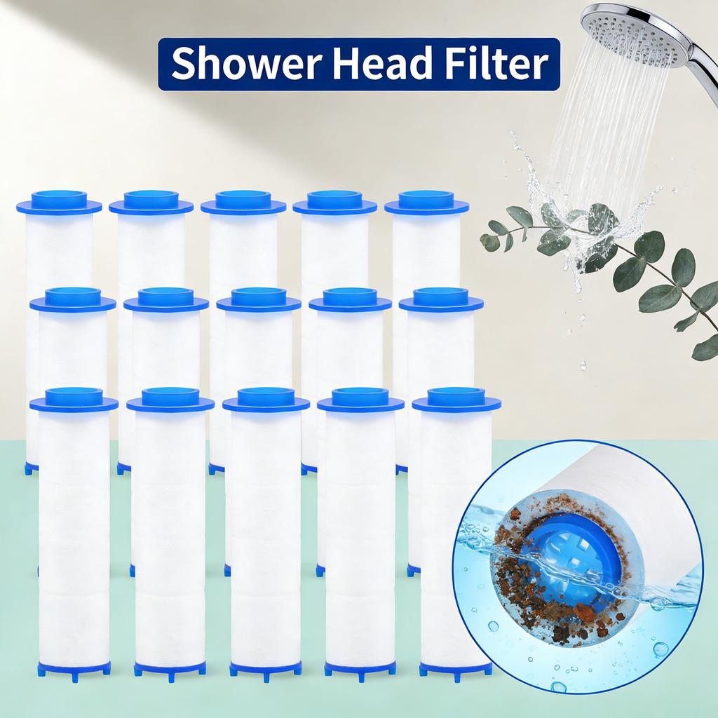 20 Stück Duschkopf Filter PP Baumwolle Duschfilter Ersatz Wasserreinigung Duschwasserreinigung Badezimmer Reinigungszubehör