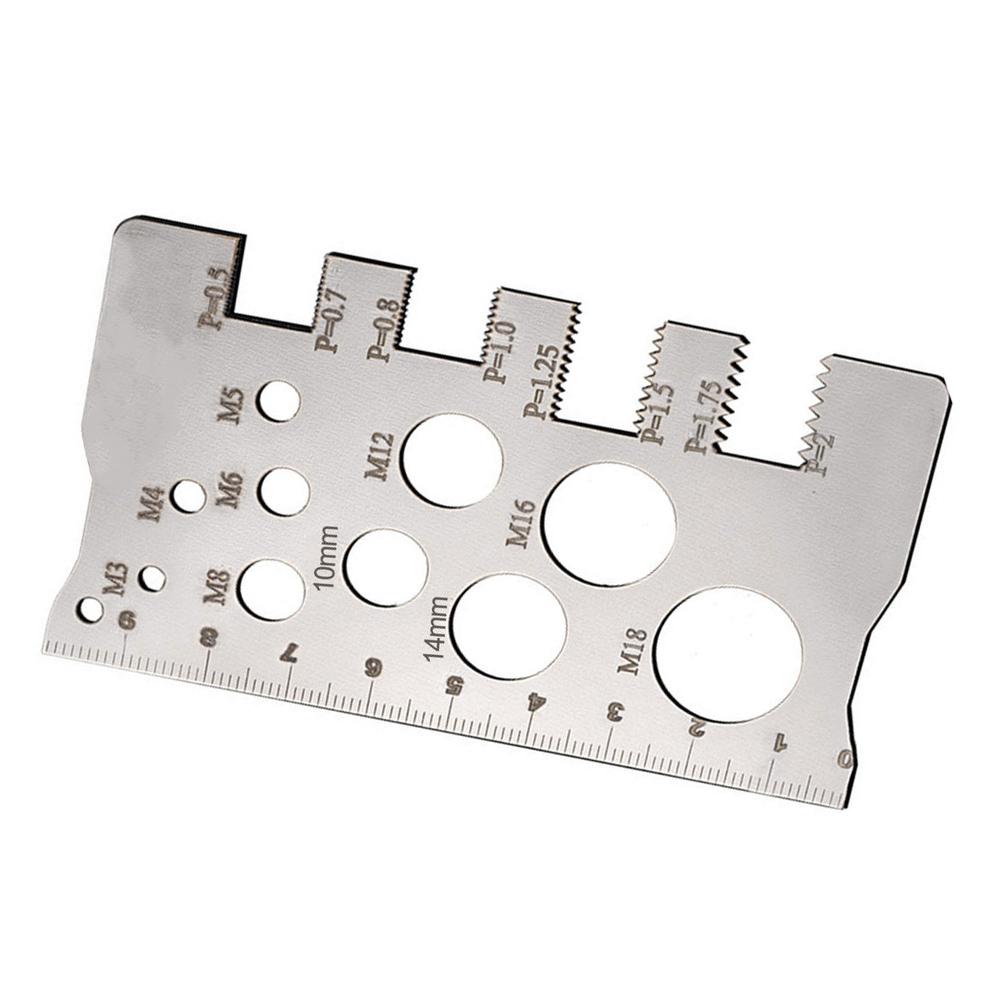 Multifunctional Screw Thread Pitch Gauge Ruler for Measuring Bolt Sizes and Pitches Crafted from Stainless Steel