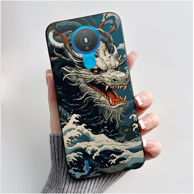 For Nokia 1.4 TA-1322 Trendy Black Phone Case For Nokia 6.2/Nokia 7.2 Lucky Koi Anti-Scratch Soft Shockproof Back Shell Cover