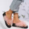 Fashion New Summer Faux Fur Platform Slippers Women Indoor Furry Fur Slides Women Plush Flat Sandals Casual Fluffy Slippers House Shoes