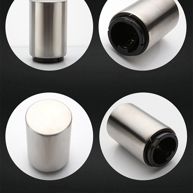 Magnetic Bottle Opener Beer Cap Shooter Automatic Stainless Steel Magnet Wine Press Open Bartender Tool for Kitchen Home Bar