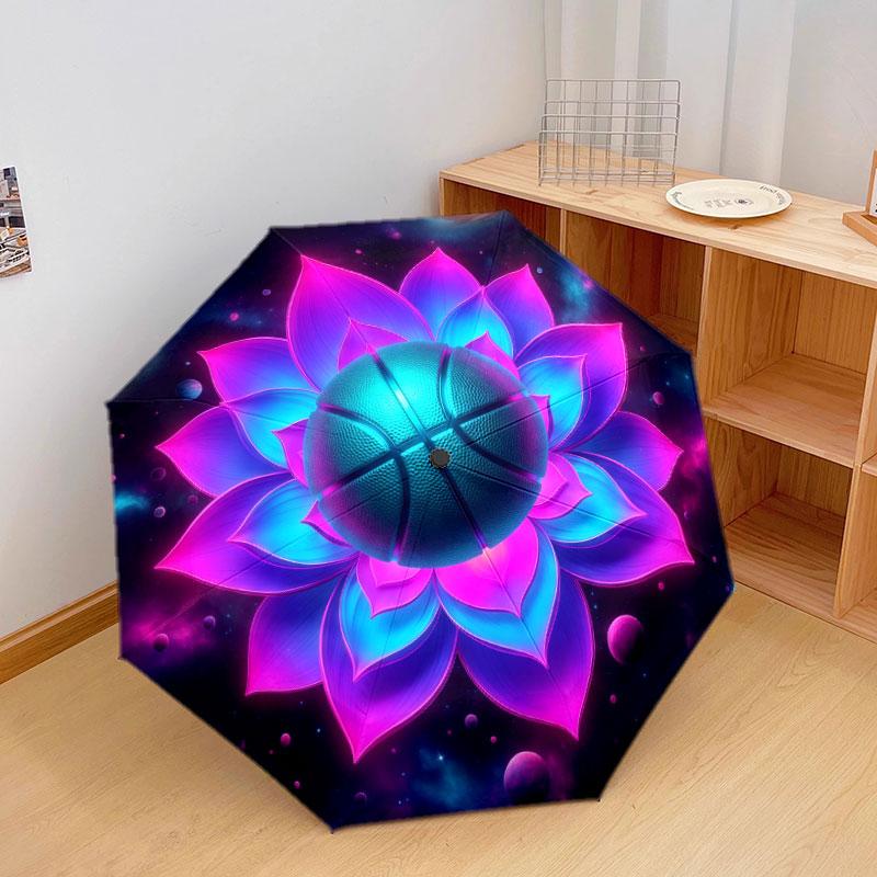 LotusandBall Pattern Pattern New Style Umbrella, 1 Piece Automatic Folding Umbrella, Portable Travel Umbrella, Outdoor Umbrella, Birthday Gift