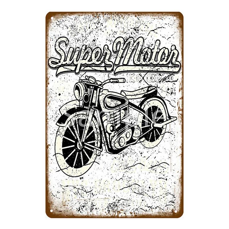 Motor Rider Tin Sign Motorcycle Club Garage Wall Stickers Metal Signs Decor Vintage Shabby Plate Painting Decorative Plaques