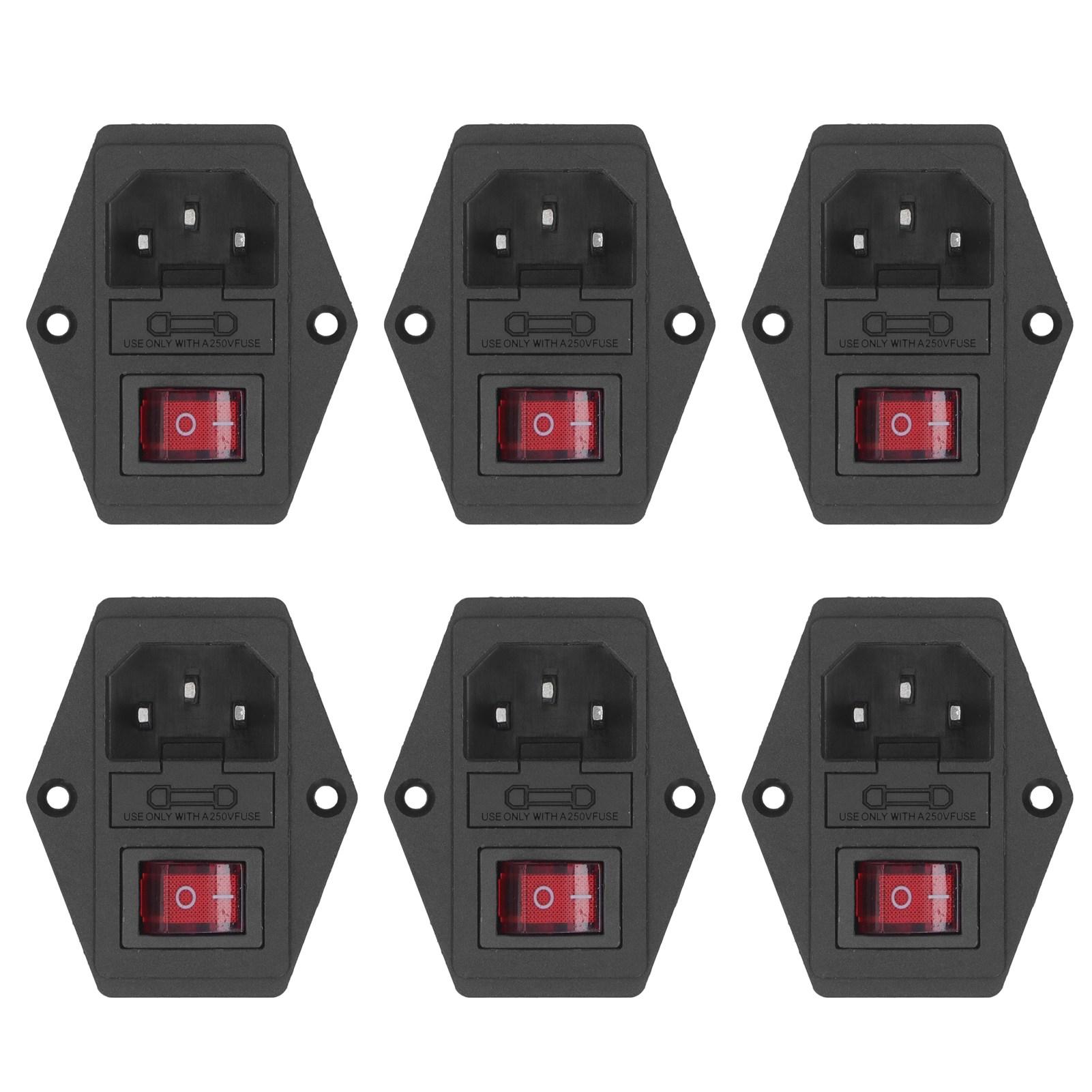 

6 шт. модульный штекерный разъем питания с 10A предохранительным выключателем индикатором AC250V 3 Pin IEC320 C14 Inte