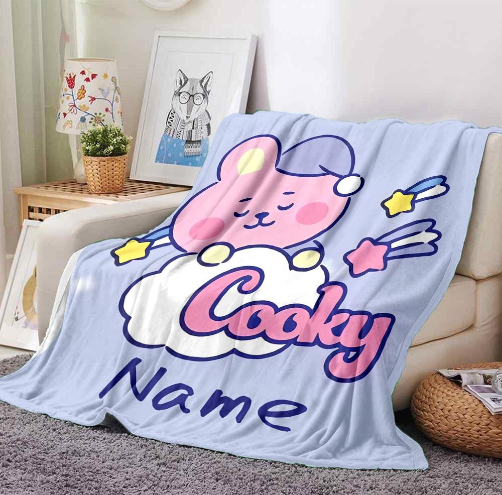 Custom Name Kawaii Friends Flannel Blanket Throw Blanket Soft Warm Sofa Bed home Decor Unique Gift