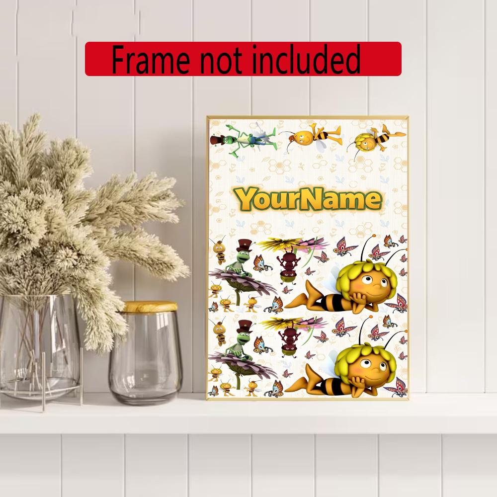 Biene Maja Customize Your Name Diamond Painting Round Diamond Diy Frameless Holiday Artwork Suitable For Home Office Wall Decoration