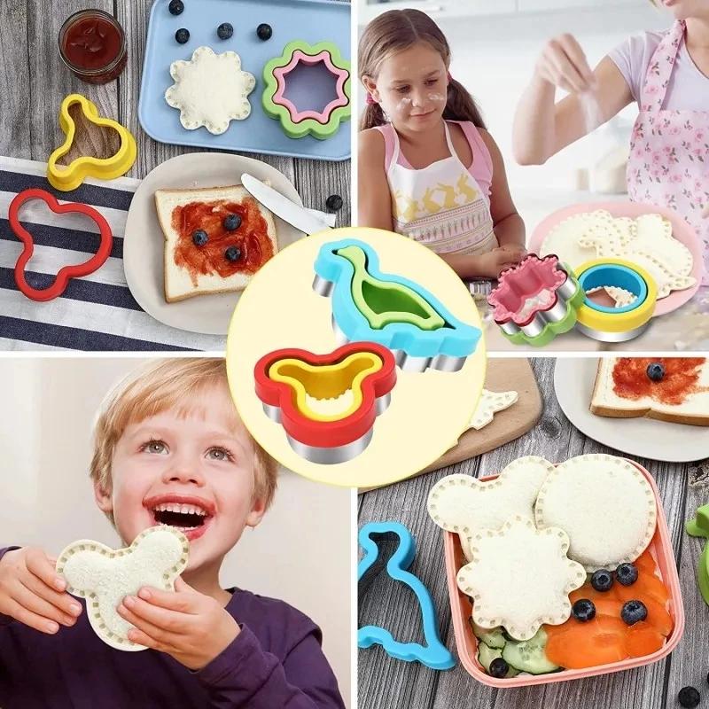 Sandwich Cutters Set for Children Food Cookie Maker Bread Biscuits Mold DIY Cute Shape Baking Accessories for Lunch Bento Box