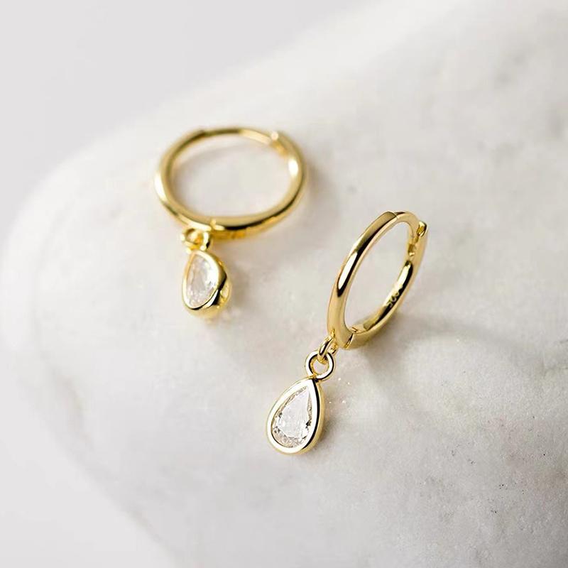 ANENJERY Water Droplet Zircon Pendant Earrings for Women Men Simple Niche Cool Wind Temperament Jewelry Gifts Wholesale