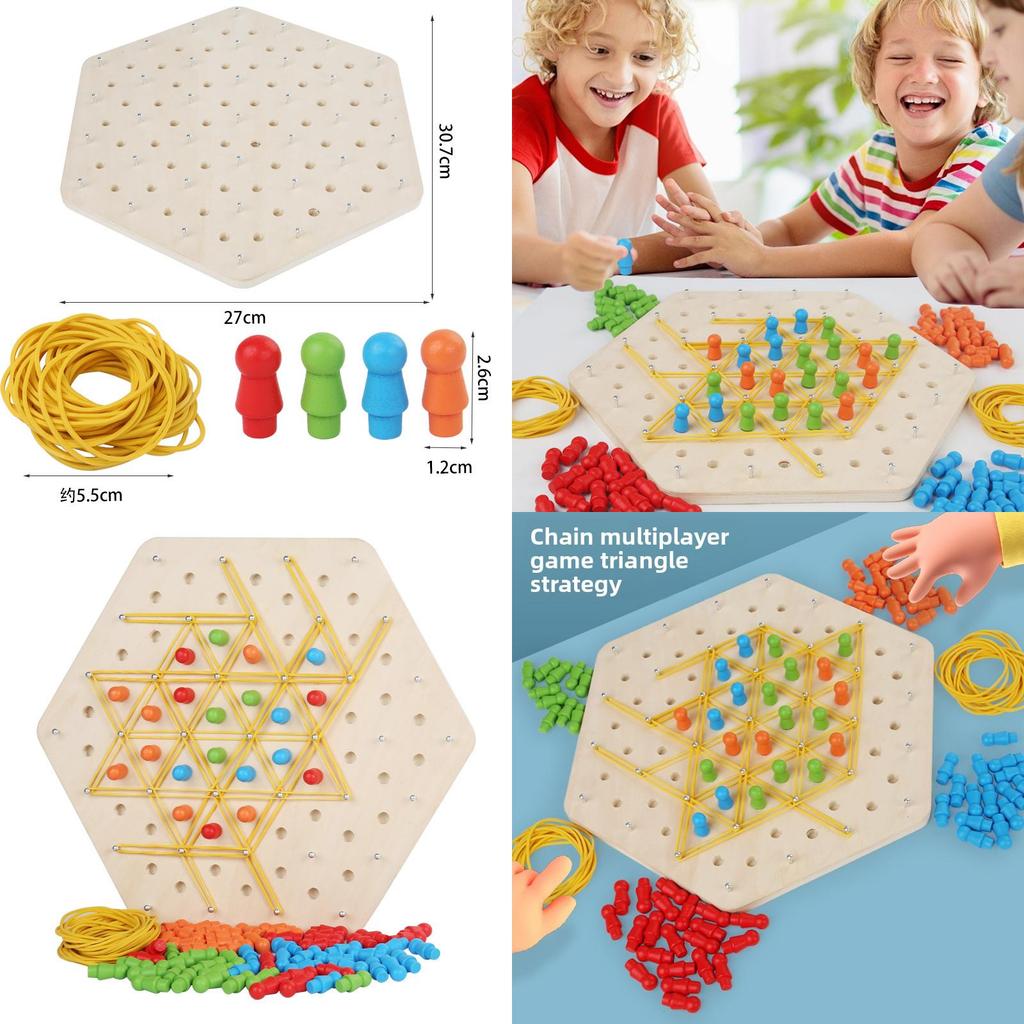 Geometrisches Holzketten-Puzzlespiel für Familie, Denksportaufgaben und Kompetenzentwicklung