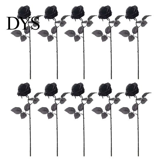 Centerpiece Floral Decor Realistic Silk Black Roses with Long Stems for Wedding Centerpieces, Halloween Home Artificial Flowers Weddings Decor,
