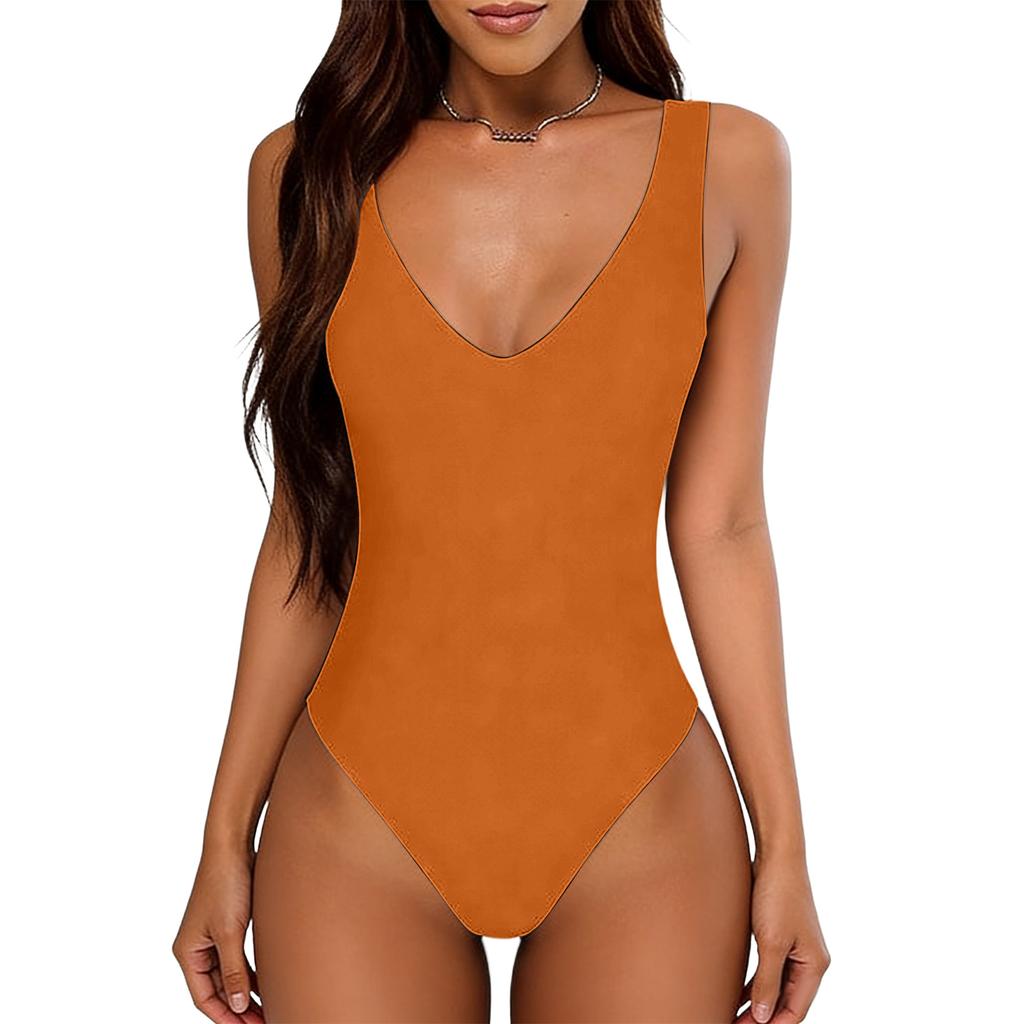 Women's Deep V-neck Sexy Backless Sleeveless Bodysuit