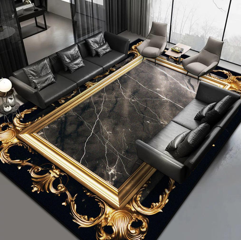 Χαλιά Σκανδιναβικού Στυλ για Σαλόνι Πολυτελές Μαύρο Χρυσό Χαλί Χολ Ξενοδοχείου Χαλί για την Περιοχή του Καναπέ Διακόσμηση Σπιτιού Υπνοδωματίου Πατάκι Δαπέδου για Γκαρνταρόμπα