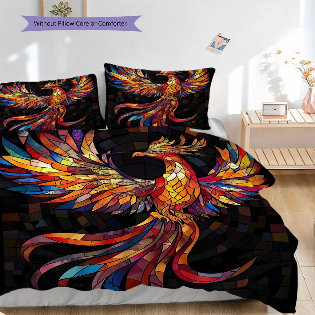 Phoenix Pattern Bedding Quilt Set Quilt Cover Pillowcase Home Decoration Birthday Gift (1 * duvet cover + 2 * pillowcase, without core)