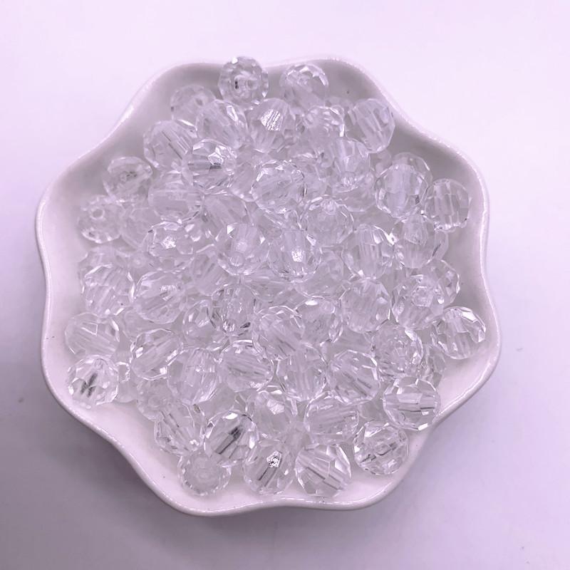 New 6/8/10mm Transparent Faceted Ball Acrylic Beads Loose Spacer Beads for Jewellery Making DIY Bracelet Accessories