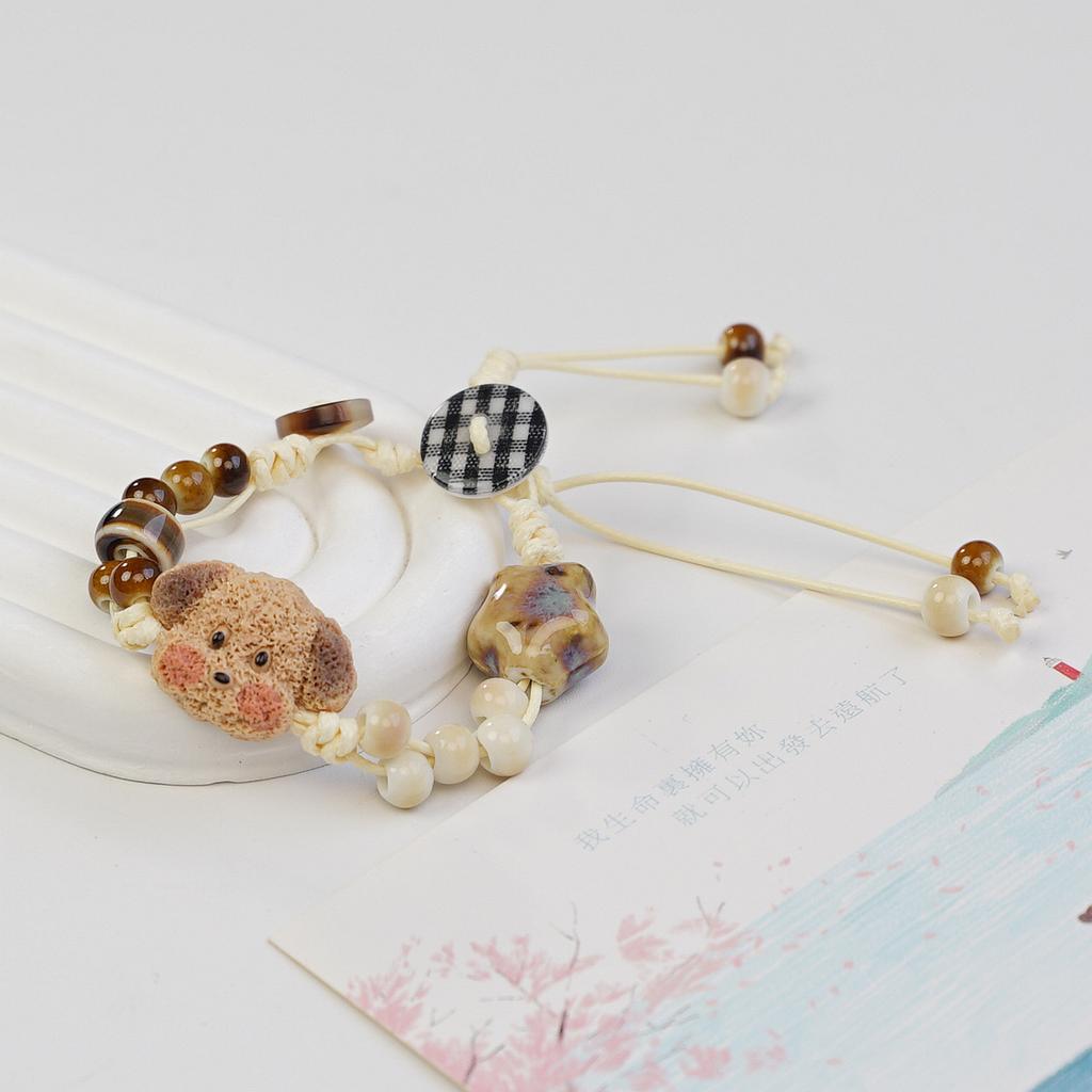 Ceramic ceramic bracelet student Tibetan hand braided rope stall student gift