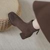 Brown Coarse Heel Short Boots Women's Skinny Boots Season Square Head High Heel Socks Boots Women's Suede Stretch Boots
