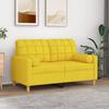 Vidaxl 2-Seater Sofa With Cushions, Light Yellow, 120 Cm, Fabric