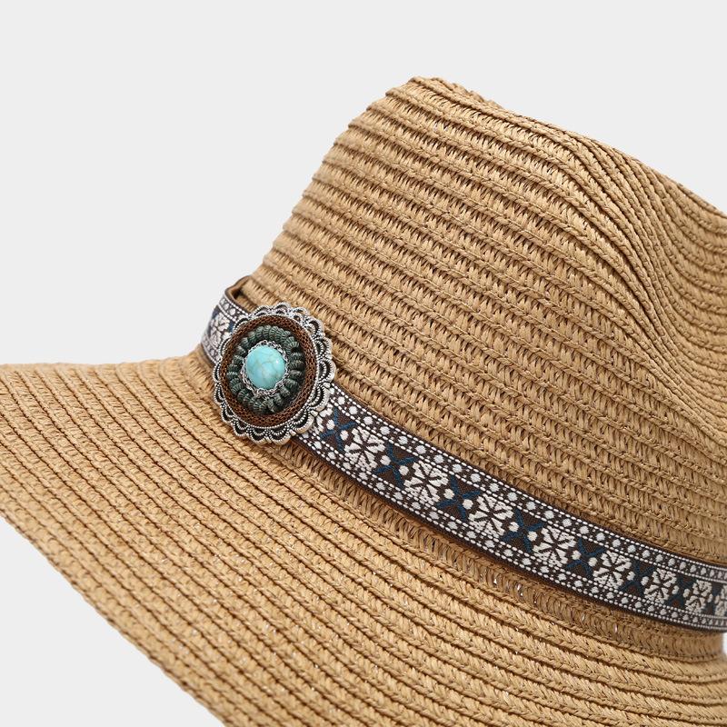 New American Dick Denim Hat Men's and Women's Outdoor Straw Sun Hat Retro Ethnic Style Jazz Shade Tide
