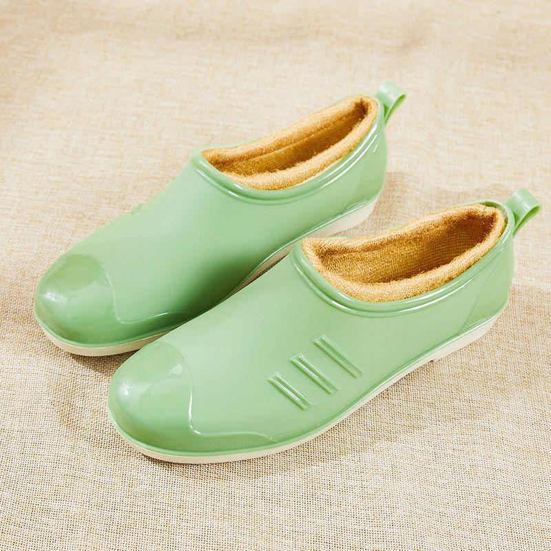 Neue Frühjahrs- und Herbstschuhe Damen Barren flacher Mund flacher Boden rutschfest warm integrierte Gummischuhe ultraleicht weiche Arbeit Wasserschuhe