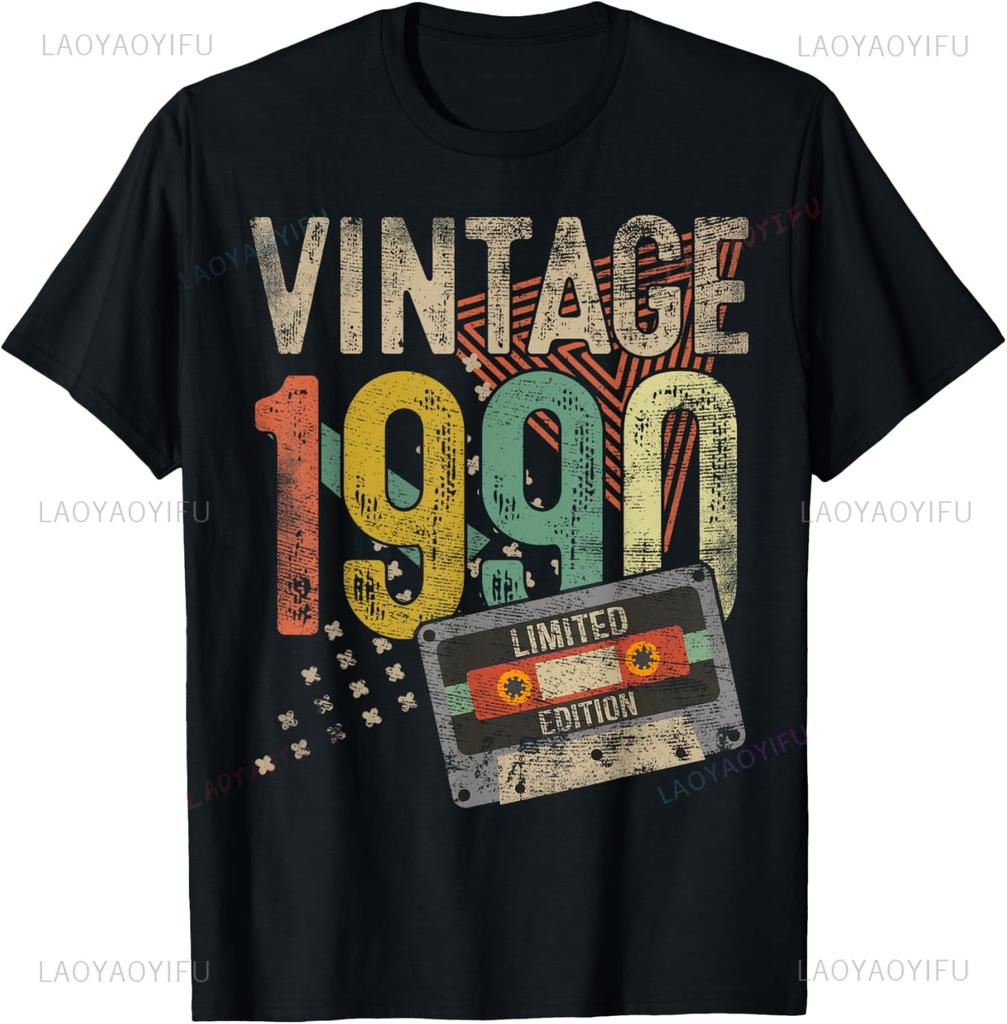 Vintage 1990 Limited Edition 35th Birthday Gifts 35 Year Old T-Shirt Unisex Summer Streetwear Tops Streetwear Ropa Hombre