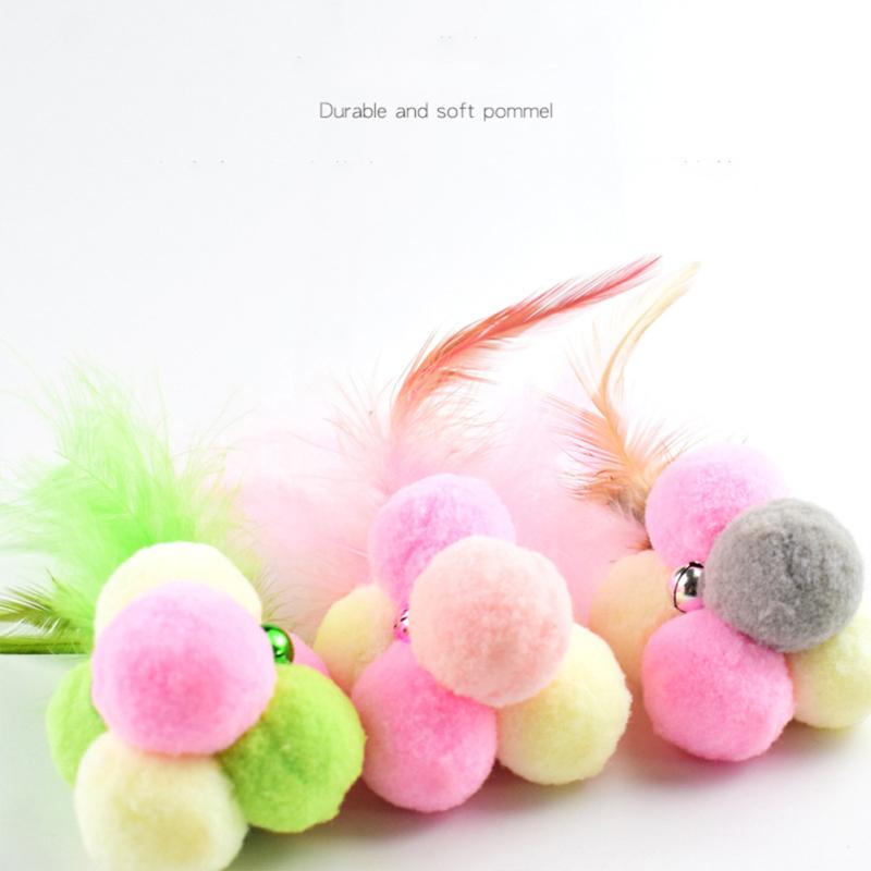 Feather Soft Plush Ball With Bell Cat Teeth Cleaning Toy Funny Interactive Toys