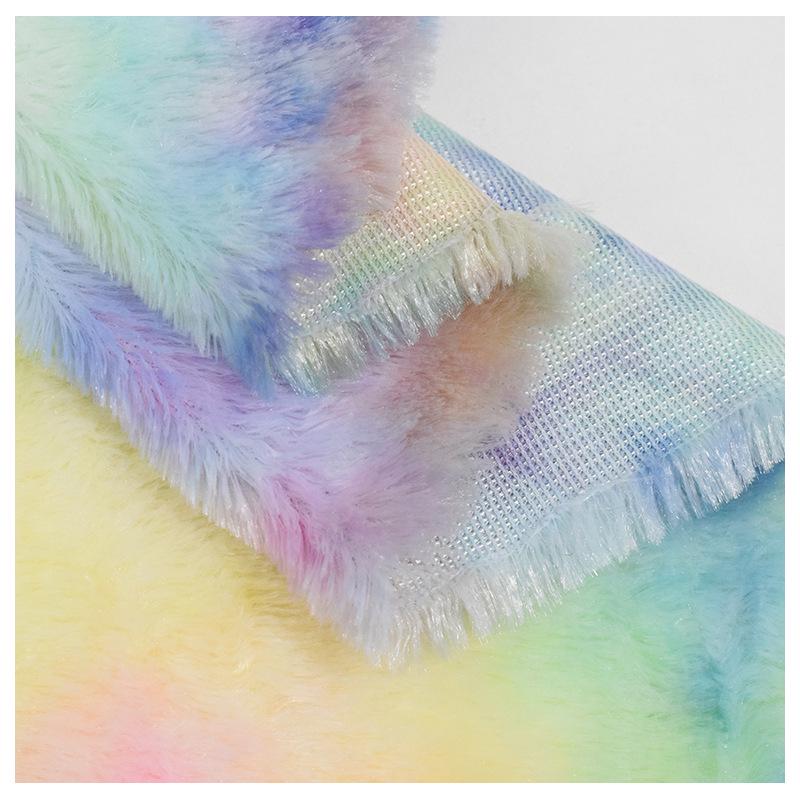 Seven-Color Velvet Rainbow Tie-Dye Gradient Flannel Fabric for Toys & Home Textiles