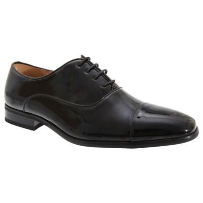 Mens Pleated Cap Oxford Tie Patent Shoes
