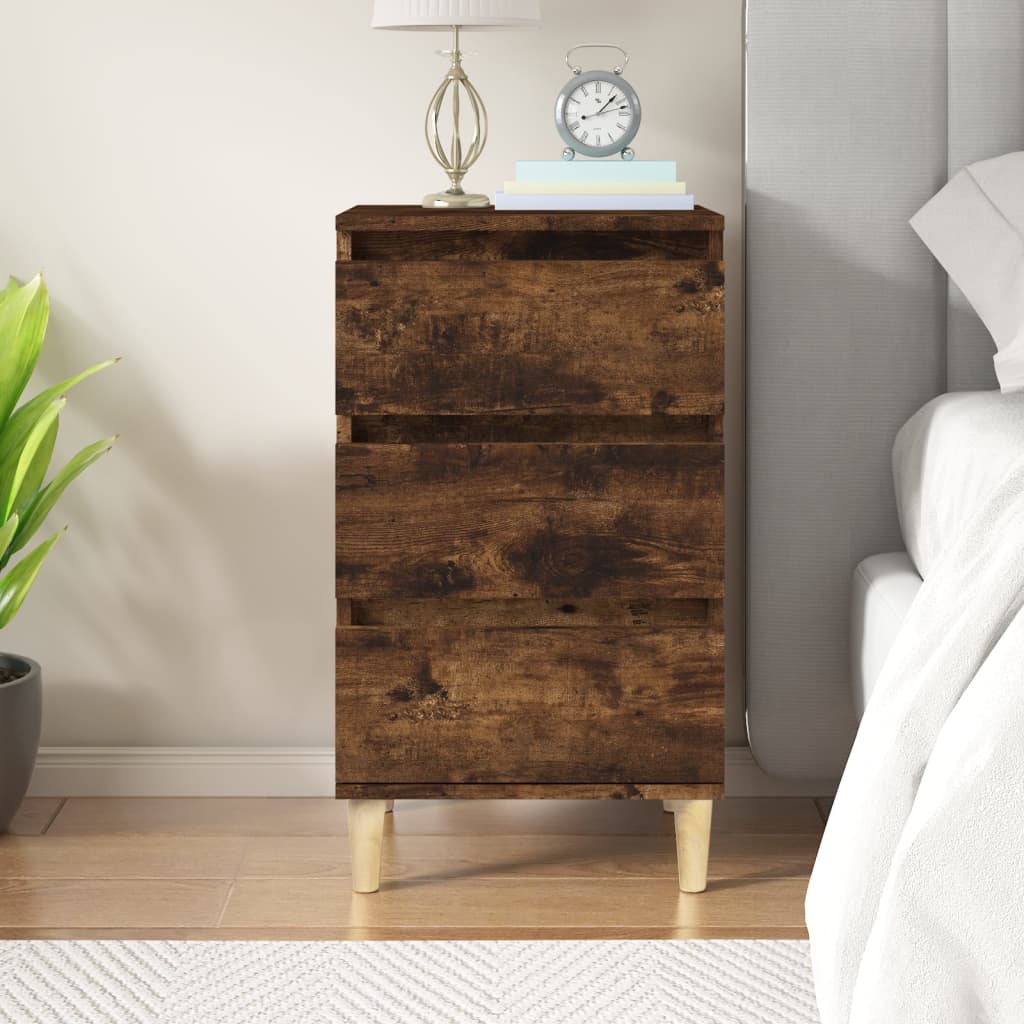 Nightstand Smoked Oak 40 x 35 x 70 cm Wood Based Material