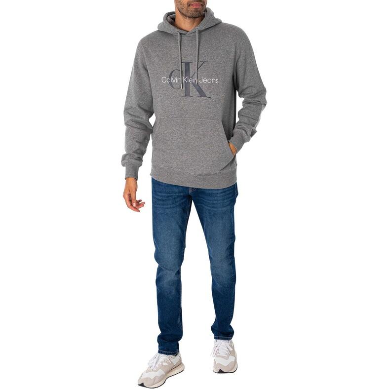 Calvin Klein Letter Logo Hooded Pullover Long Sleeve Sweatshirt Men sweatshirt Gray J30J320805-P41