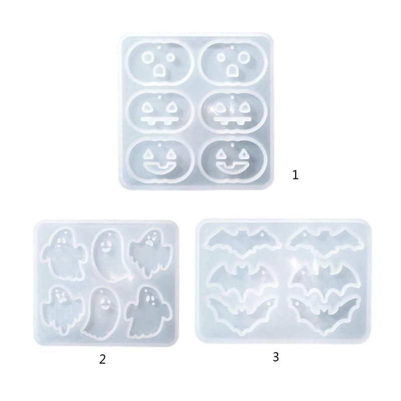 Diy Crystal Epoxy Mold Earrings Jewelry Mold Hanging Pendant Decoration Halloween Pumpkin Bat Mirror Silicone Mold