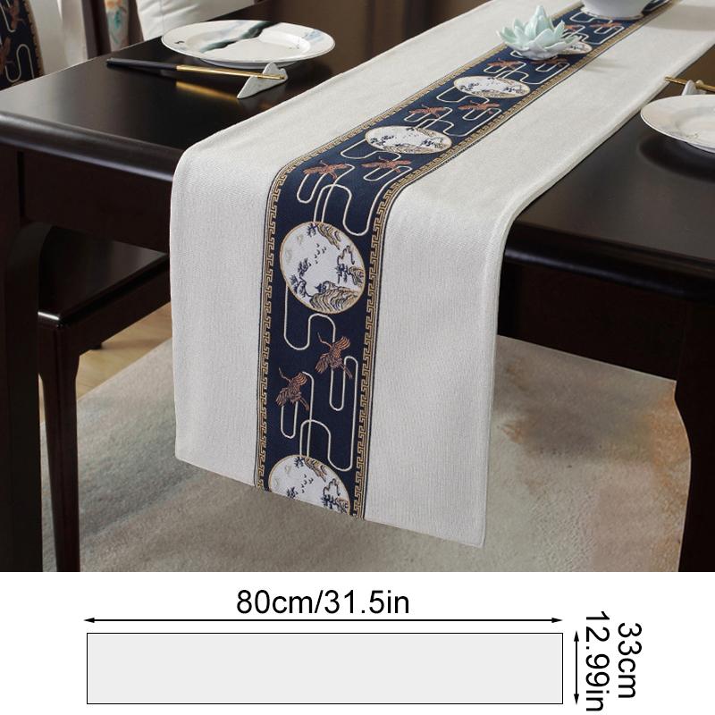 1Pc Table Runner Long Tassels Traditional Chinese Style Wide Tea Room Table Flags Tablecloth