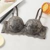 Women's Sexy French Lace Half-cup Bra Thin Top and Thick Bottom Removable Shoulder Strap Underwire Push-up Bra 36-42 Cup BC