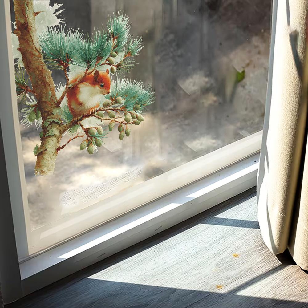 Cartoon Gemaltes Eichhörnchen Wandaufkleber Wasserdicht Abnehmbar Selbstklebend für Küche Esszimmer Kinderzimmer