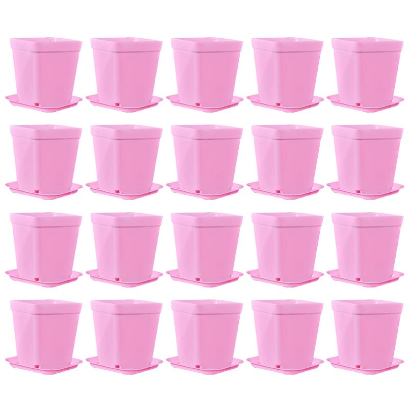 

20 шт./набор Квадратный мини-горшок для цветов 7 см конфетного цвета с поддоном Контейнер для выращивания растений для офисного стола Горшок для суккулентов Садовые питомники ZYF