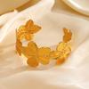 Roestvrij Staal Metaal Holle Bloem Open Armband Voor Vrouwen Vintage Goudkleurige Brede Verstelbare Manchetarmbanden Sieraden Cadeau