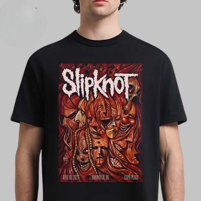 Slipknot 2025 Europatour Merch Bandfoto Beidseitiges Unisex-T-Shirt High-End Luxus ist für Männer und Frauen Top Y2k