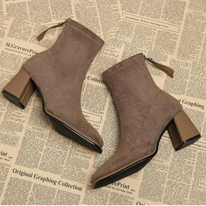 High Heels Women Snow Ankle Boots Square Toe Winter Designer Chelsea Boots Trend Goth Gladiator Shoes for Women Botas De Mujer