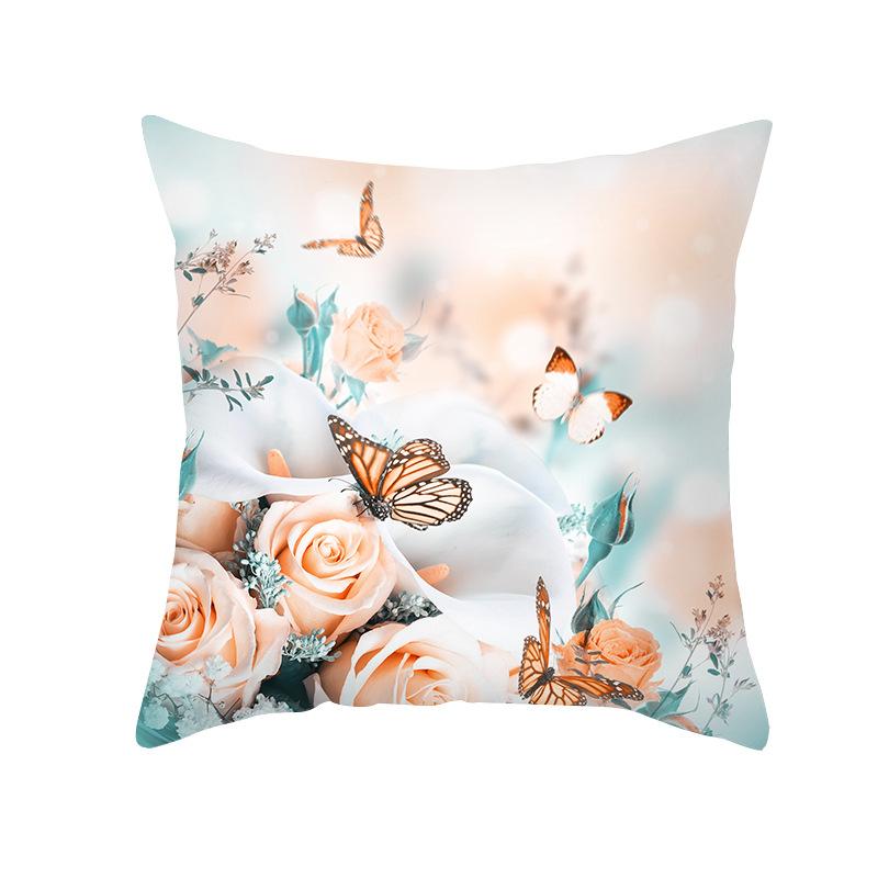 Colorful Butterfly Series Sofa Pillow Cover Nordic Peach Skin Print Office Cushion Pillow Cover Home