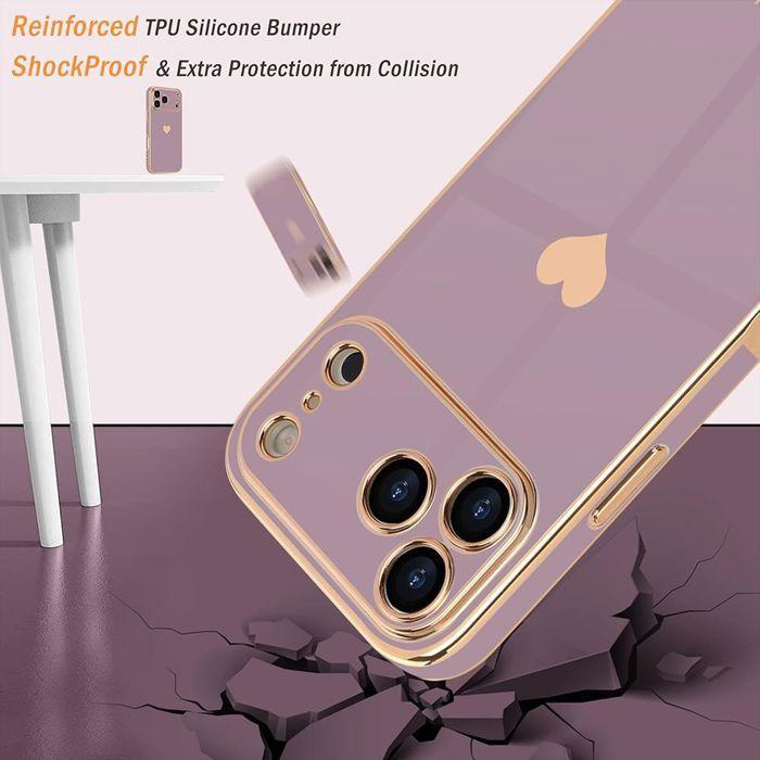 Coque pour iPhone 18 Pro, Silicone Protection Antichoc Slim Motif Cœur - Violet