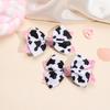 2Pcs Cow Print Bow Hair Clip Sweet Cute Dot Bownot Glittering Hairpin For Kid Girls Children's School Daily Headwear Accessories