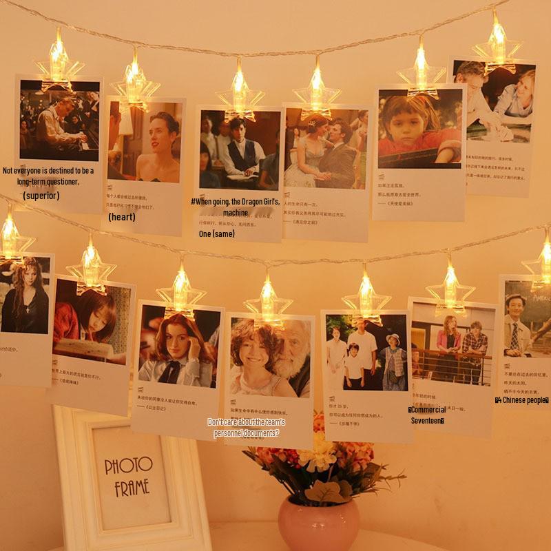LED Heart Clip String Lights for Photos - Colorful Christmas Decoration