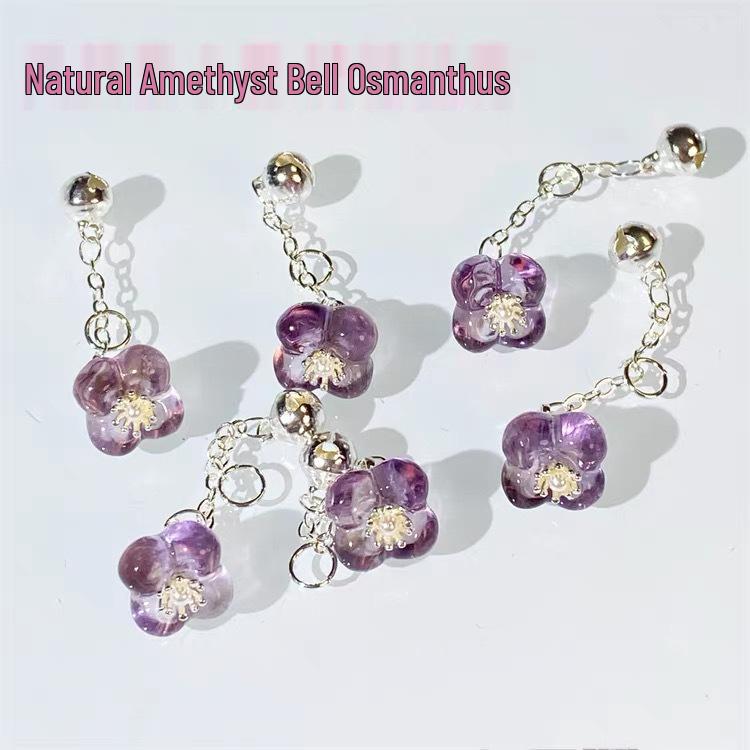 

Natural Amethyst Osmanthus Charm: Small Drop Ornaments & Versatile Handmade Accessories.